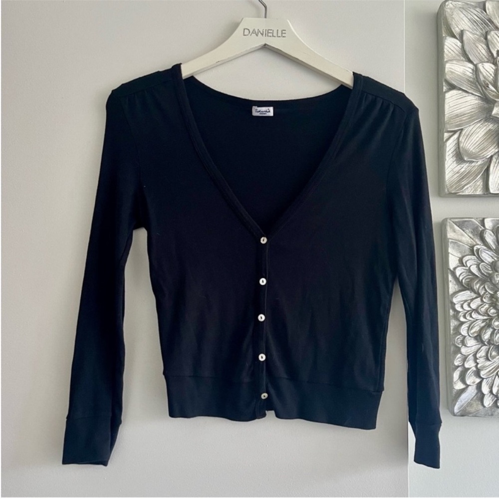 SPLENDID Cropped Black Cardigan
